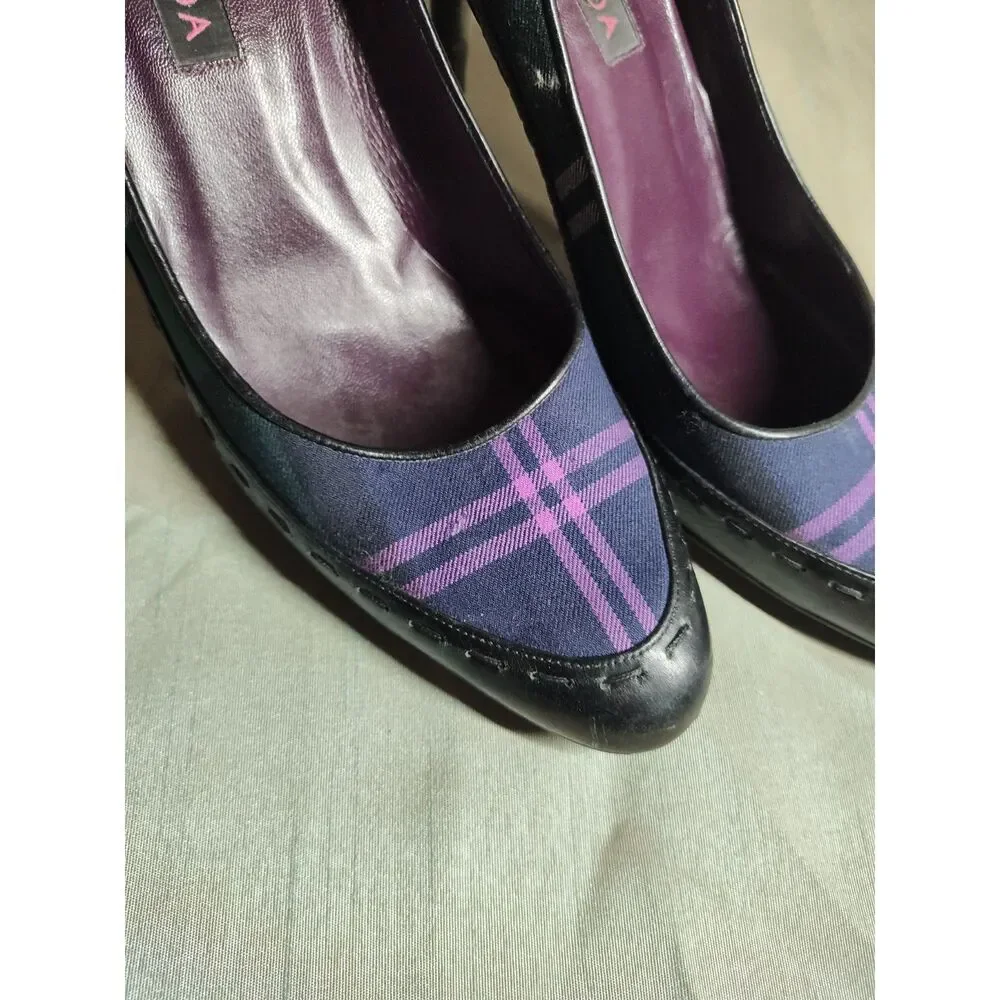 Escada Women's Plaid Multicolor Heels Sz 39.5